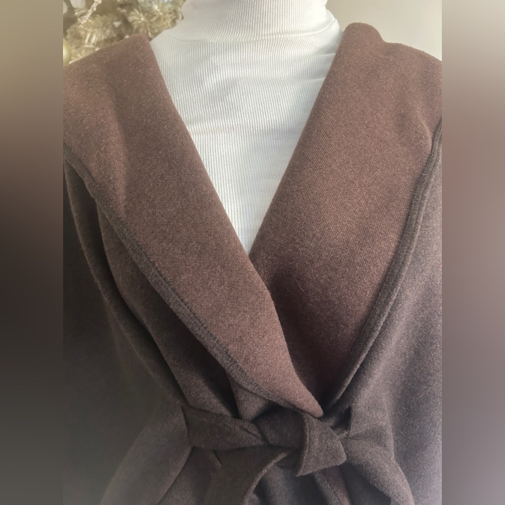 NWOT  Rachel Zoe Brown Hooded Wrap Coat - Picture 8 of 16